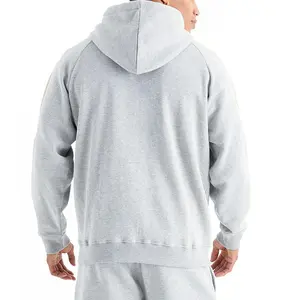 Hoodie ritsleting atas katun kosong berat 100% cocok hoodie pullover ukuran besar dengan ritsleting logo kustom ritsleting pria
