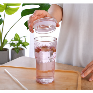 Gobelet personnalisé en verre borosilicate de 600 ml avec couvercle et paille, style <span class=keywords><strong>vintage</strong></span>, compatible lave-vaisselle et <span class=keywords><strong>micro</strong></span>-ondes, grande capacité pour Boba/jus - Product Image 2