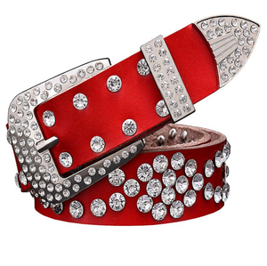 New Luxury Crystal Women Leather Belt Men Unisex Diamond Studded Belt Bb Simon Belts 