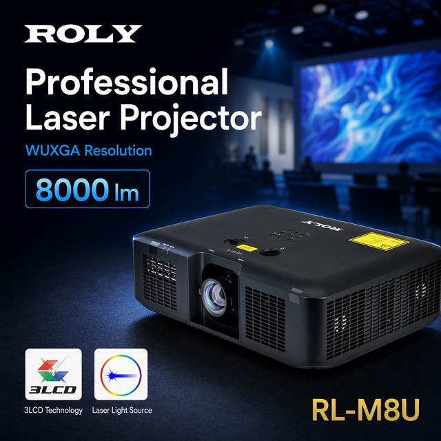 ROLY 6000-9000 Lumens 3LCD Education Projector 4k Professional Video Projector for Office Meeting Education