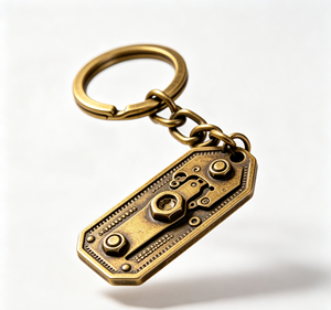 Vintage Brass Tone Metal <b>Key</b> Chain Engraved Tag Chain <b>Ring</b> <b>Key</b> Holder for Gift and <b>Bag</b> Accessory - Product Image 2