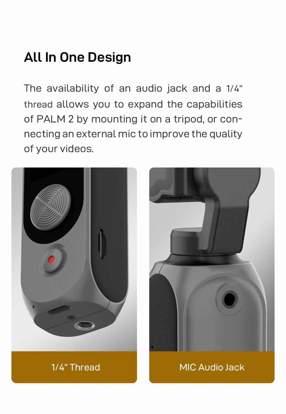 FIMI PALM 2 3軸手持ちカメラ 4K解像度・128度広角・雑音低減マイク