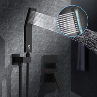Ensemble de douche pluie avec réservoir, robinet de salle de bain en acier inoxydable et laiton, accessoires, inverseur, mitigeur de douche chaud/froid, salle de bain