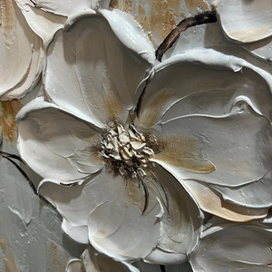 Soft Neutral White Blossom Serende Textured Floral Oil Painting Art Canvas Artwork Home Decor Hotel House Decoration Interior - Product Image 4