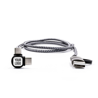 Kabel Pengisian Daya 2 in 1 dengan Logo Custom, USB A ke Tipe C & 8 Pin, Kabel Data Pengisian Cepat Berbahan Nilon Kepang 90 Derajat untuk Ponsel Gaming