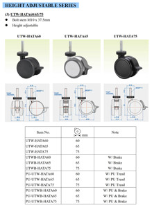 High Quality <b>Plastic</b> Furniture Caster Twin <b>Wheels</b> (60mm/75mm Diameter) Traditional Design Nylon/Nylon+PU <b>Wheels</b> Good for - Product Image 2