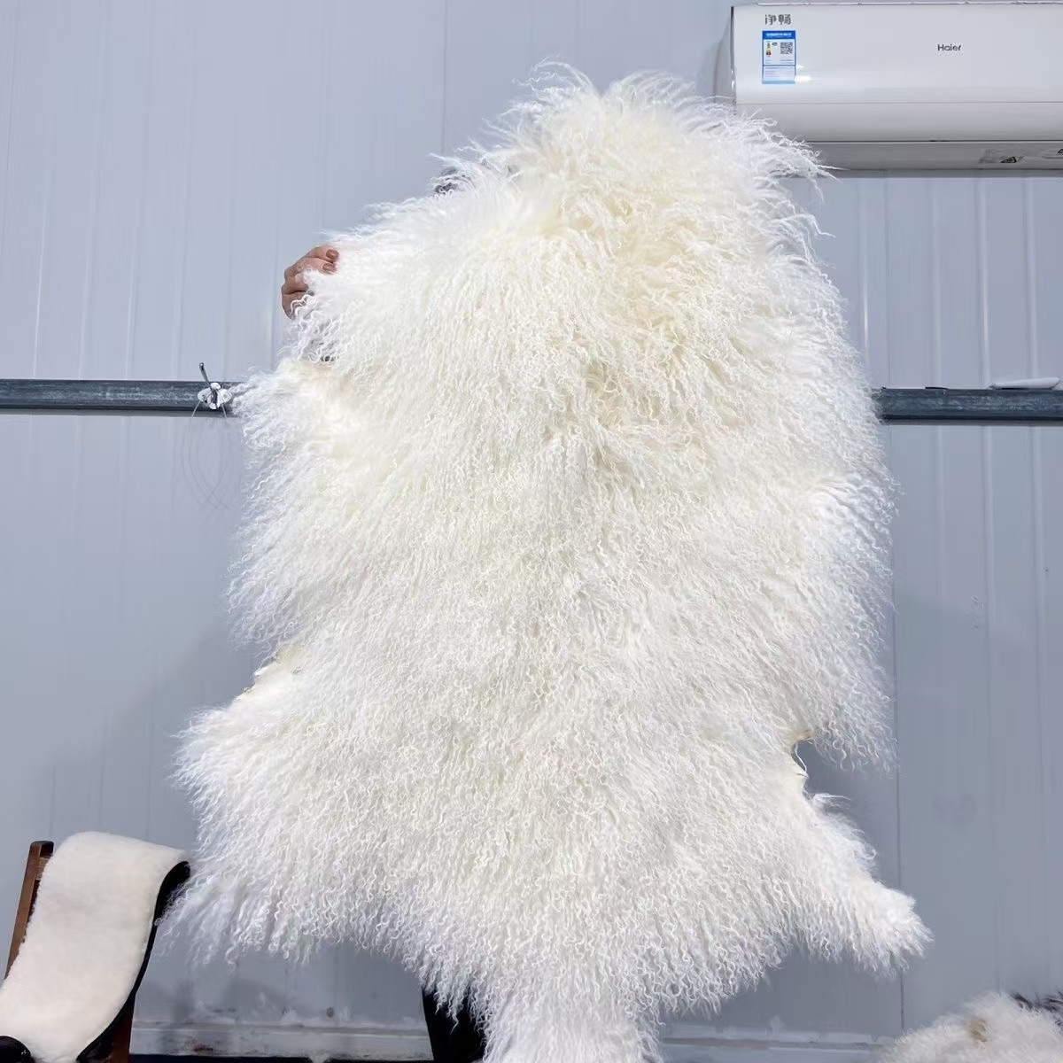Long Hair Mongolian Lamb Fur Blankets Real Sheepskin