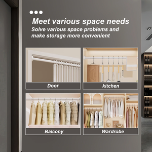 Rail de <span class=keywords><strong>rideau</strong></span> de douche extra fort 244kg 50-80cm sans perçage à installation rapide et réglable pour salle de bain pour cabine de douche - Product Image 5