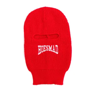 Outdoor Sports Wear Voll gesichts abdeckung Gestrickte Ski maske Rote Stickerei Charakter Design Benutzer definierte Sturmhaube Winter