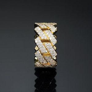 Bague pour homme à 2 rangs style Cuban Link, Moissanite couleur D, en argent sterling 925, style Hip Hop Bling, passe le testeur de diamant, certifié GRA - Product Image 4