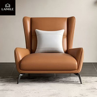 Fauteuil d'appoint moderne en cuir à dossier haut avec repose-pieds, ensemble de fauteuil de détente individuel pour salon et hôtel
