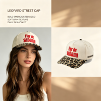 Gorra de Béisbol Estructurada con Diseño de Leopardo, Bordado 3D en Relieve, Logotipo Personalizado OEM, de Plástico