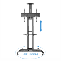 Supports et chariots pour téléviseur à plancher mobile de 32 à 75 pouces avec roulette verrouillable Supports jusqu'à 165lb Support TV LED portable réglable en hauteur
