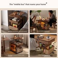 Table basse en bois massif réglable en hauteur, portable, avec rangement, design moderne et écologique pour les salons et les petits espaces