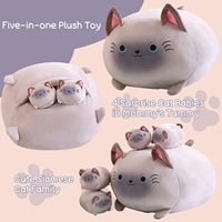 Jouet en peluche chat personnalisé, doux et confortable, adorable chat siamois maman et bébés