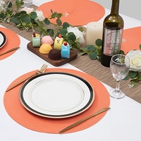 Set de 4 dessous-de-plat en PET tressé orange, style américain, réutilisables, écologiques, antidérapants et résistants à la chaleur, pour usage quotidien et occasions spéciales