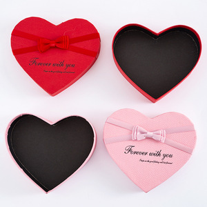Caja de Regalo de Chocolate en Forma de Corazón Rosa Personalizada, Caja de Regalo de San Valentín con Listón - Product Image 4