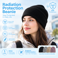 Bonnet tricoté anti-rayonnement EMF avec doublure en fibre d'argent, protection contre les ondes 5G WiFi RF, unisexe, logo personnalisé, MOQ 1 pièce
