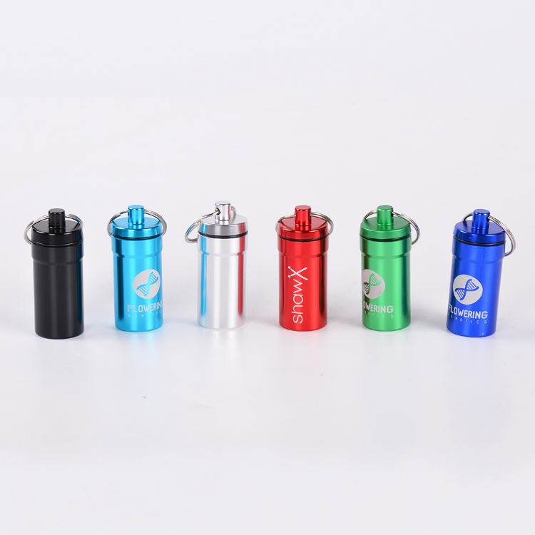 MM-APB006 Stainless Metal Aluminium Alloy Keychain Pill Box Holder with Airtight Seal