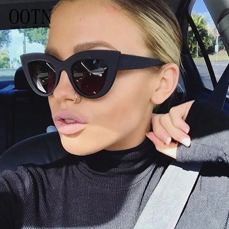 OOTN Women Vintage Luxury Brand Designer Black Glasses Sun Glasses female UV400 Eyewear Shades Cat Eye Fashion Sunglasses