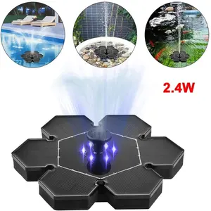 Fuente Solar flotante de pie, bomba de agua sumergible con batería recargable, luces LED para piscina, 9V, 2,4 W, 100CM, 180LPH