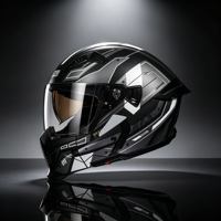 Casque de moto modulaire américain de style Mecha noir mat avec visière transparente, casque intégral