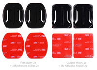 2x supports incurvés et 2x plats pour caméra GoPro, bandes adhésives 3M pour montage sur casque, accessoires de voiture, pour sports d'action