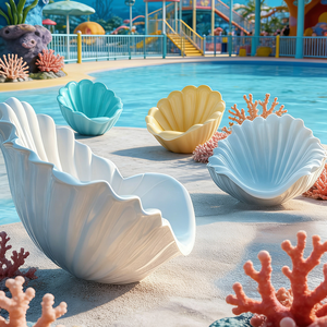 Chaise de <span class=keywords><strong>jardin</strong></span> en coquille extérieure de style nordique de luxe, en fibre de verre, en forme de coquille Saint-Jacques, <span class=keywords><strong>fauteuil</strong></span> de salon pour patio, villa, hôtel, meubles - Product Image 4