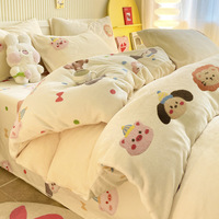 Haute qualité épais hiver chaud lait velours drap plat ensemble de literie simple Double reine King Size 4 pièces ensemble de literie