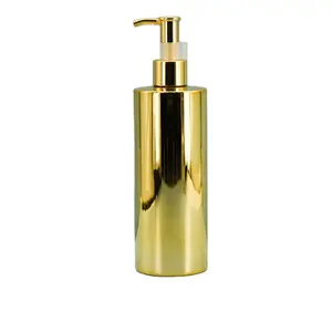 350ml PET Gold Plastic Shampoo Dispensing Pump Bottle conditioner shower gel body lotion cream round container cosmetic