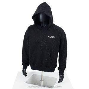 OEM مخصص بيع بالجملة بلوفر مطرز بالخرز كبير الحجم سميك ثقيل الوزن قطن من حجر الراين للرجال - Product Image 1