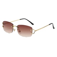Nuevas Gafas de Sol C-brand sin Montura con Corte de Diamante y Protección UV400, SUANGLASSE con Líneas Fluidas y Patillas Metálicas, Gafas de Sol Unisex Modernas