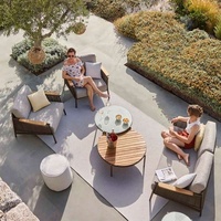 Ensemble de salon de jardin en rotin durable de style nordique, table basse, résistant à la pluie et au soleil, avec structure en alliage d'aluminium, chaise individuelle