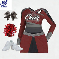 Uniforme de Competición de Porristas, Metálico Brillante, de Alta Elasticidad, Conjunto de 2 Piezas con Pedrería para Niñas
