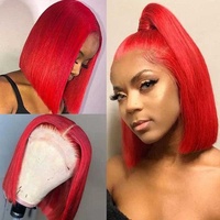 Perruque Bob sans colle en cheveux humains vierges brésiliens, pré-épilée, lisse, avec frontal transparent, prix d'usine pour femmes noires