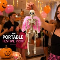Squelette suspendu SIPKLR pour Halloween, 40 cm, en plastique, articulations mobiles, décoration de fête