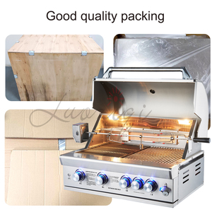 Cozinha ao ar livre construída em aço inoxidável churrasqueira a gás com garfo rotativo flap carvão vegetal & GLP chapa comercial forno industrial - Product Image 3