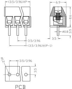 PCB Vít Khối Thiết Bị Đầu Cuối, XY350V-3.5mm 3.96Mm Pitch Brass Lồng Pa66 XINYA KEFA <span class=keywords><strong>KF350</strong></span> DEGSON DG350-3.50mm Sản Xuất WANJIE - Product Image 3