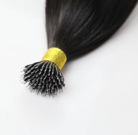Extensions de cheveux naturels noirs européens Remy bruts à cuticules intactes, double épaisseur, pour micro-anneaux et nano-rings, vente en gros