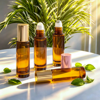 Luxuriöse Bernsteinfarbene Glas-Roll-on-Flasche 5ml 6ml 8ml 10ml 15ml mit Gold- oder Silber-Aluminiumkappe für Ätherische Öle, Attar-Öle und Kosmetik