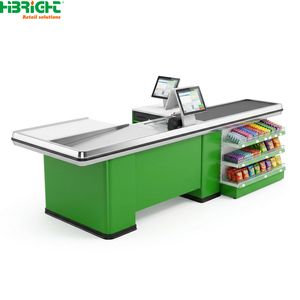 Mostrador de Caja Registradora de Acero Verde y Blanco, Mesa POS para Supermercado o Tienda Minorista - Product Image 2