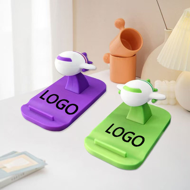 PVC Cartoon Plane Phone Holder for Cartoon Airplane Model Desktop PVC Holder Desktop Silicone Cartoon Mobile Phone Holder