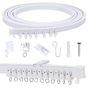 Rail de rideau incurvé flexible en forme de U, 1/2/3/5/8 mètres, avec <span class=keywords><strong>anneaux</strong></span> et supports muraux pour <span class=keywords><strong>rideaux</strong></span> de fenêtre - Product Image 1