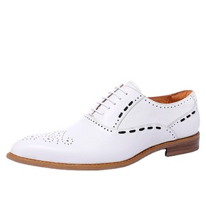 Zapatos Formales de Cuero para Hombre, Estilo Coreano, Zapatos de Cuero Blanco, Estilo Inglés, Cuero Vacuno de Grano Completo, Atuendo Profesional - Product Image 1