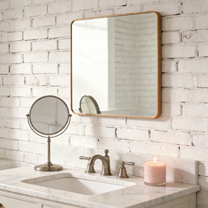Gold Metal Framed <b>Square</b> <b>Mirror</b> 36in x 36in Wall Mounted Bathroom Decor - Product Image 5