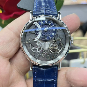 Reloj de pulsera para hombre de alta precisión, edición limitada, personalizado, con caja plateada esqueletizada, esfera azul, movimiento automático mecánico, estilo Heritage Elite - Product Image 2