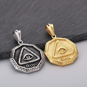 Rétro Punk Style Européen Américain Ancienne Pyramide Égyptienne Pharaon Oeil <span class=keywords><strong>D</strong></span>'<span class=keywords><strong>horus</strong></span> En Acier Inoxydable Hommes Plaque Carrée Pendentif De Fête - Product Image 6