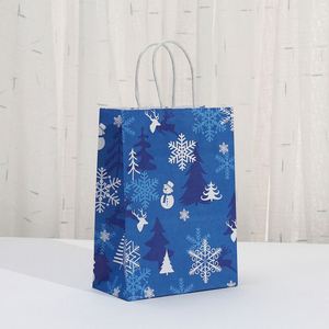 Bolsas de Regalo Navideñas Modernas y Ecológicas Personalizadas, Papel Kraft Reciclado, Impresión Digital, Azul Festivo, Marcas Sostenibles al por Mayor - Product Image 3