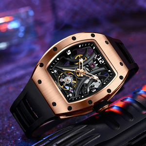 Reloj de Lujo Automático Mecánico con Caja de Fibra de Carbono, Esfera con Diseño de Barril de Vino, Luz Nocturna Moderna - Product Image 6