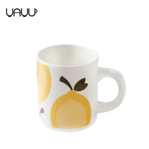 Offre Spéciale élégant autocollant personnalisé impression motif citron lait eau tasse en céramique pour cadeau